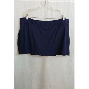 Anne Cole Swimwear Skirt Bikini Bottom Plus Size 22W Navy Blue Elastic Waist